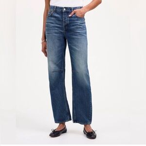 Madewell The Darted Barrel- Leg Jean 33T Plus Size Wide Leg Medium Wash Denim